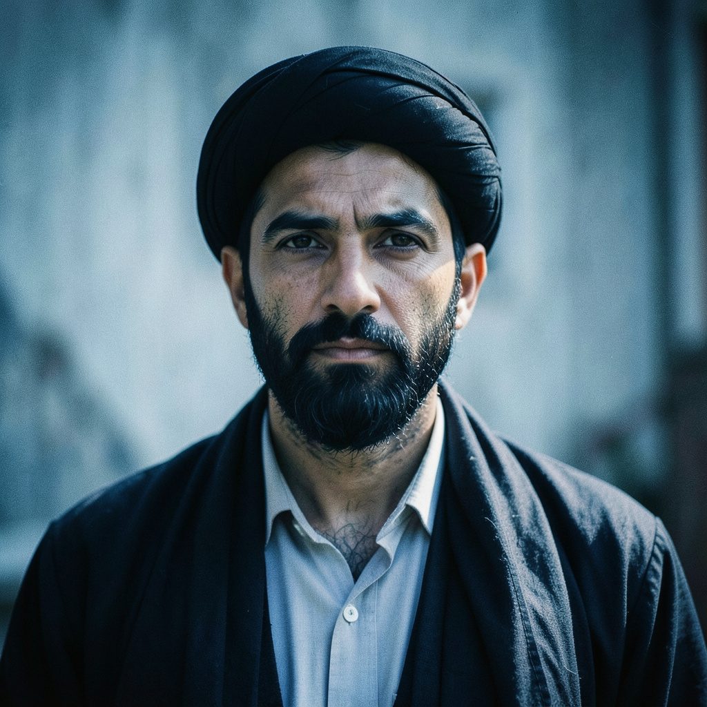 calm documentary-style photograph with muted navy and warm gold tones evoking respect and study